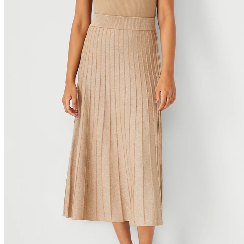 BNWT Petite Metallic Pleated Sweater Skirt